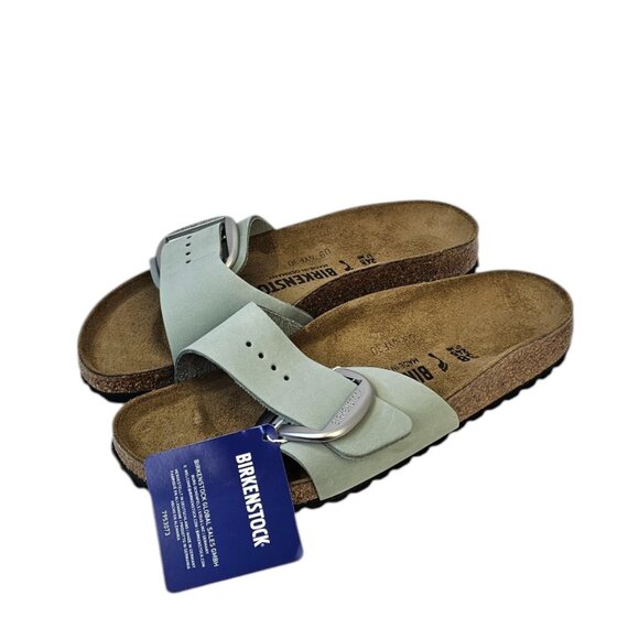Birkenstock Womens Madrid Big Buckle Nubuck Sandals, Pure Sage, Size 38 / US 7 - Picture 1 of 8